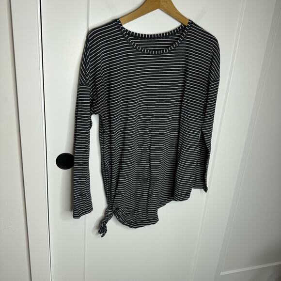 Lululemon To The Point Long Sleeve Modern Stripe Heathered Black White Size 8 - Picture 2 of 5